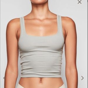 SKIMS Cotton Rib Tank | Small | Mineral Green